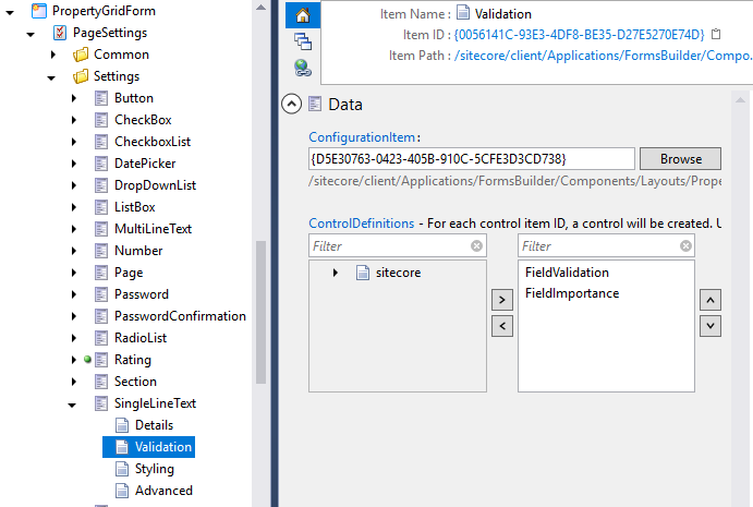 Specify control definition Specify control definition