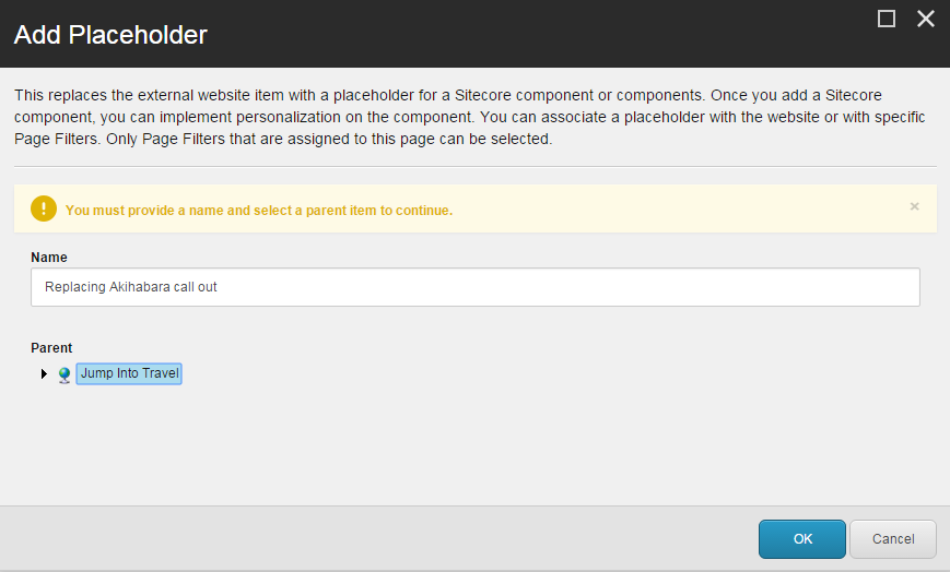 Enter a name for the new component