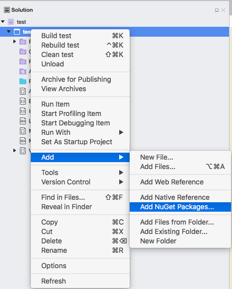 add nuget packages