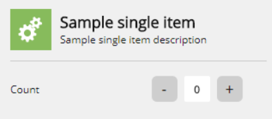 Illustration showing the user interface of the SingleItem activity type. Illustration showing the user interface of the SingleItem activity type.