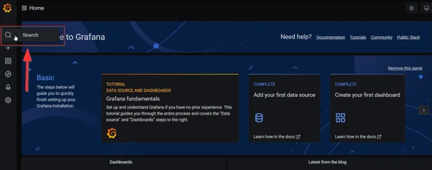 Dashboard search in Grafana
