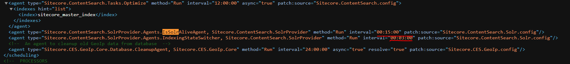 Code sample that shows how to configure the timeout value for Sitecore Solr agents