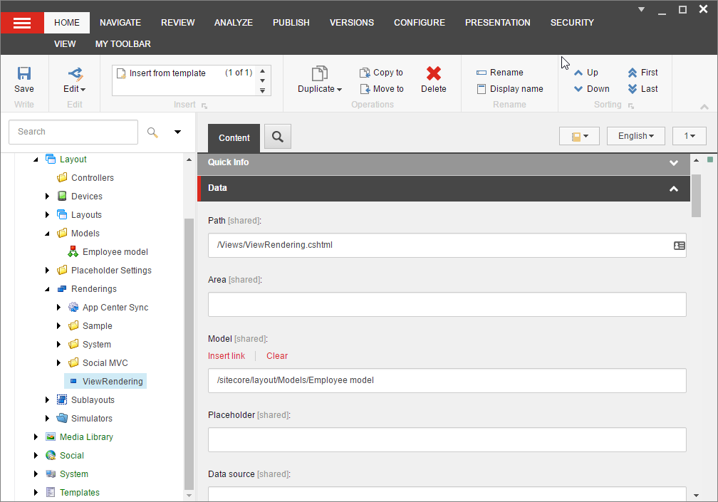Specifiying a field in the MVC model item