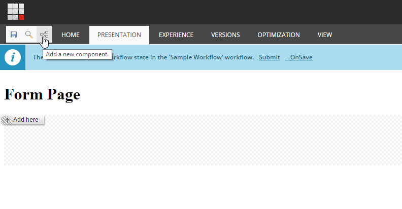 In Experience Editor, click add a new component.