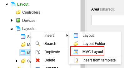 Layouts Insert MVC Layout