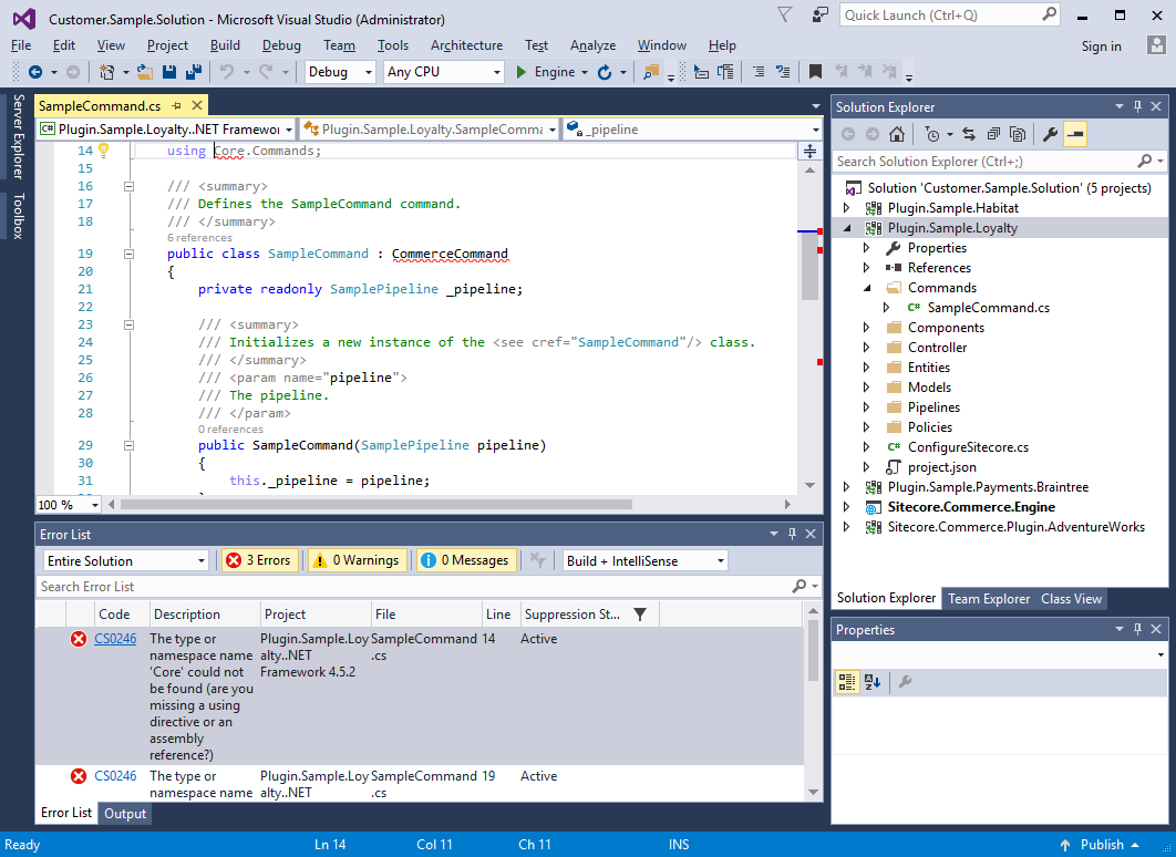Visual Studio showing system errors displayed in the Error List Visual Studio showing system errors displayed in the Error List