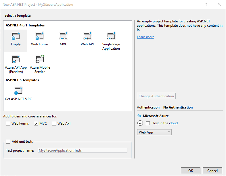 Select a project template