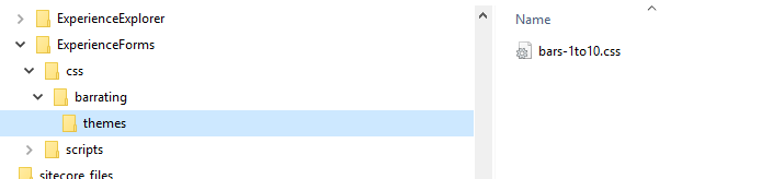 Bar rating .css file shown in the tree view