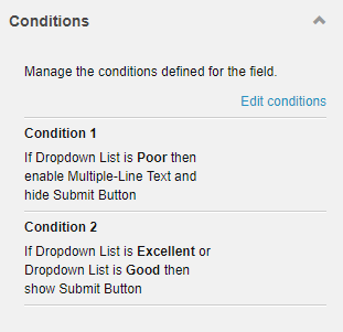 Click Edit conditions in the Conditions section to manage conditions