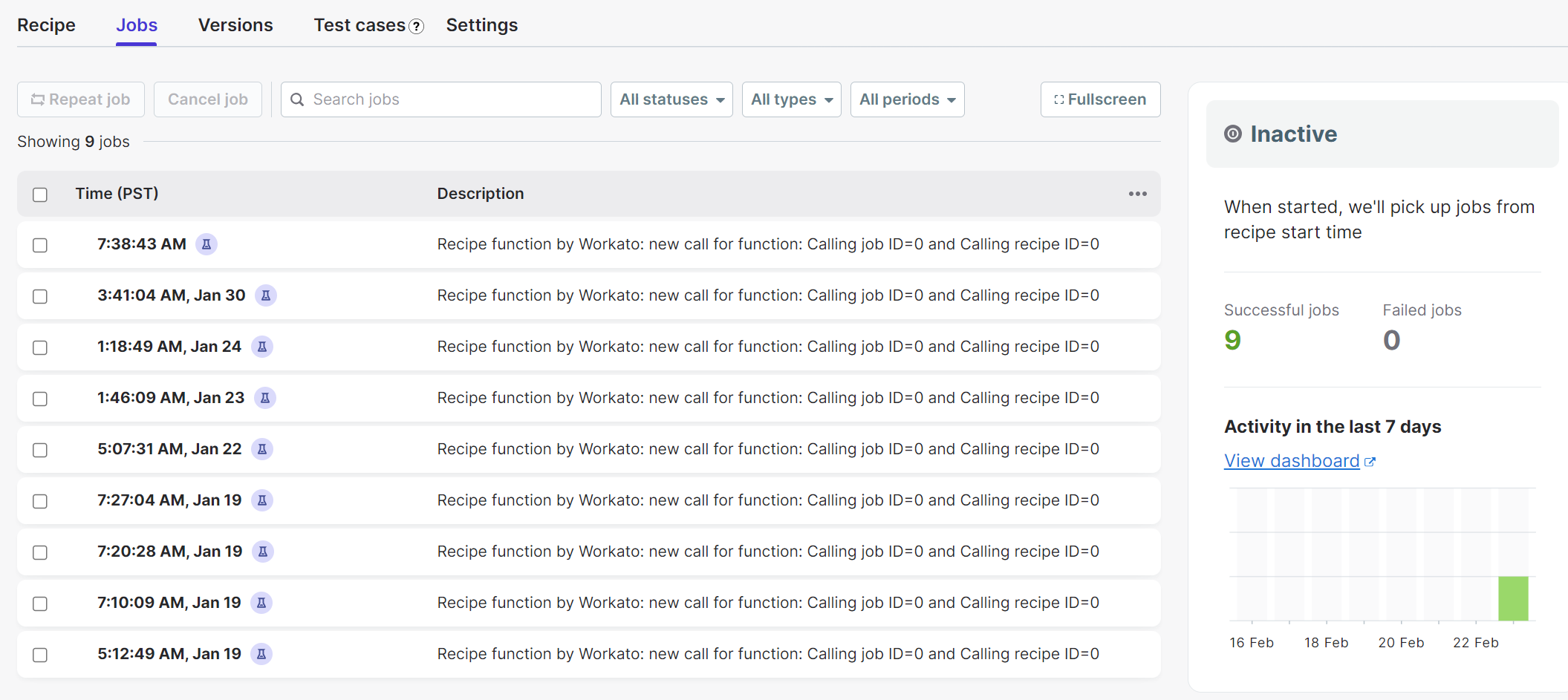 In Sitecore Connect, monitor the execution of a job. In Sitecore Connect, monitor the execution of a job.