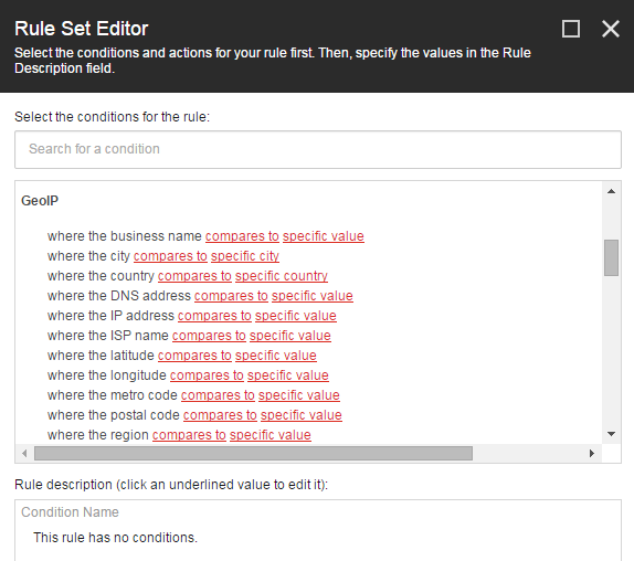 Rule set editor Rule set editor