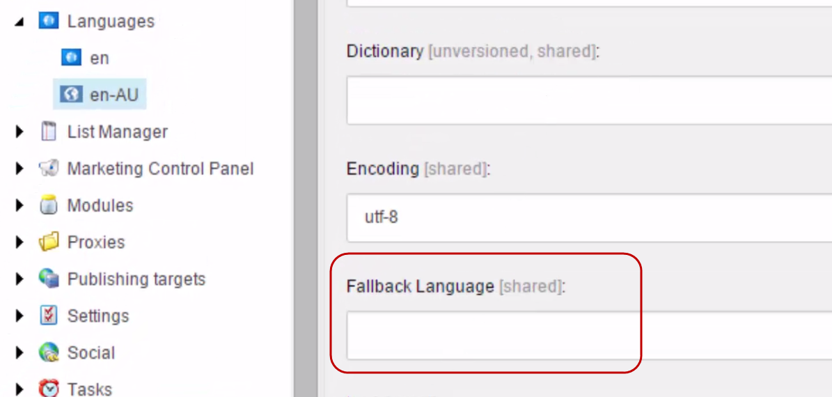 The Fallback Language item