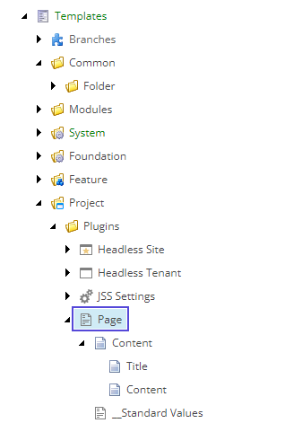 The data templates folder in Sitecore Content Editor