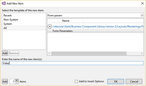 Add new item using Form parameters template Add new item using Form parameters template