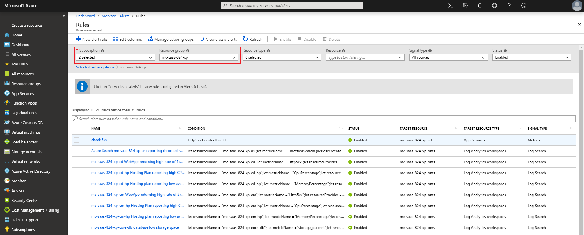 See the Tier metric alerts. See the Tier metric alerts.