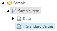Click the __Standard Values definition item of the Sample Item template.