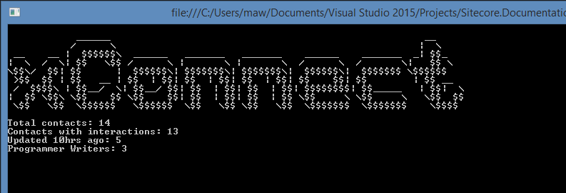 A terminal with the contact details in the app output.