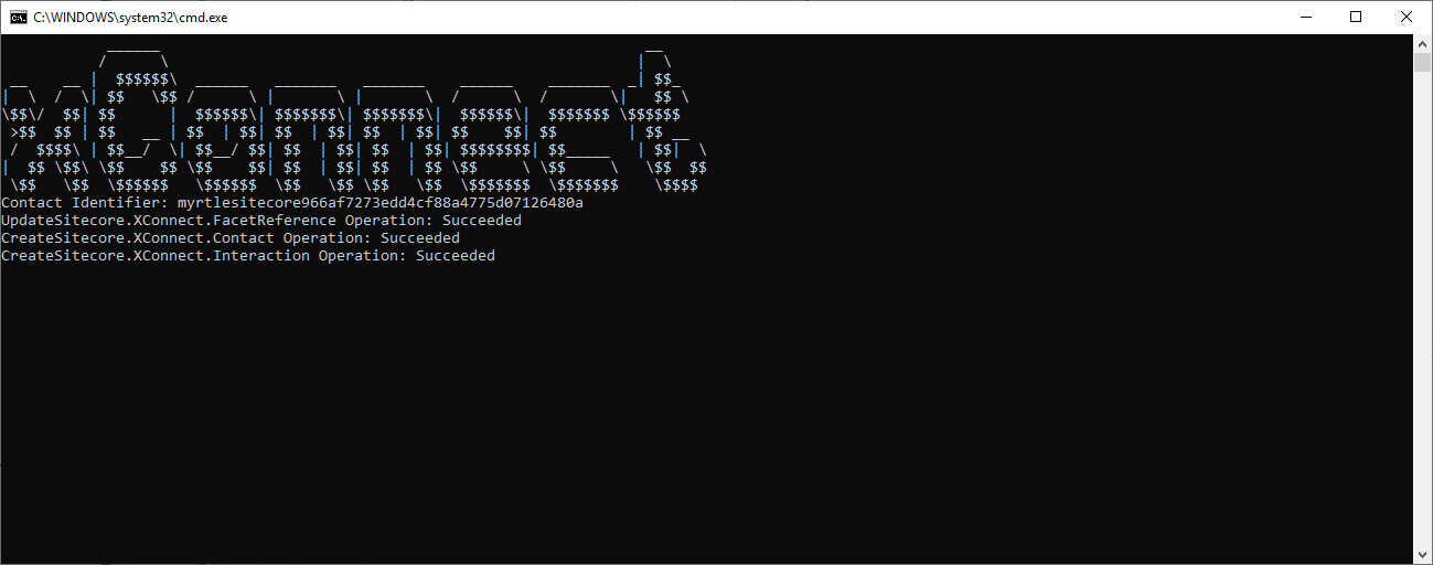 A terminal with the contact, facet, contract, and interactive event details in the app output.