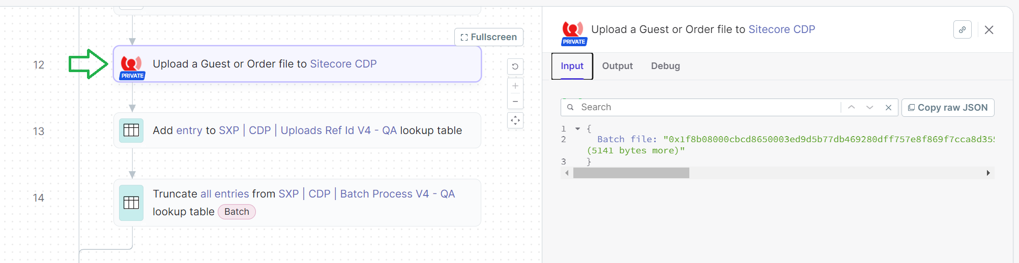 Inspect input on a job in Sitecore Connect