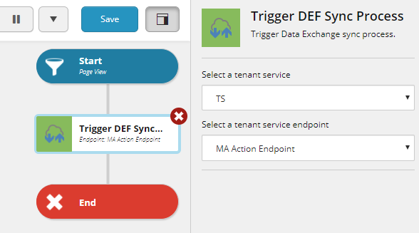 Configure Trigger DEF Sync Process action.