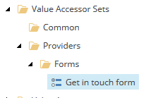 Get in touch form element in the content tree