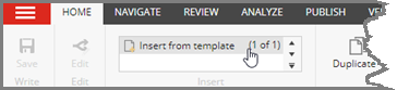 Insert from template option on the ribbon Insert from template option on the ribbon