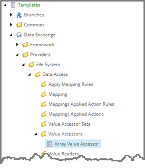 Array value accessor selected in content tree
