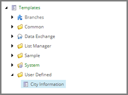 City Information template in content tree City Information template in content tree