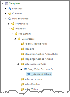 Standard values in content tree