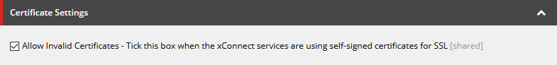 Allow invalid certificates check box