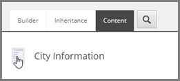 City Information icon on Content tab City Information icon on Content tab
