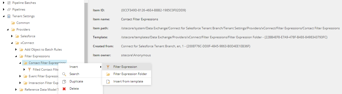 Insert filter expression Insert filter expression