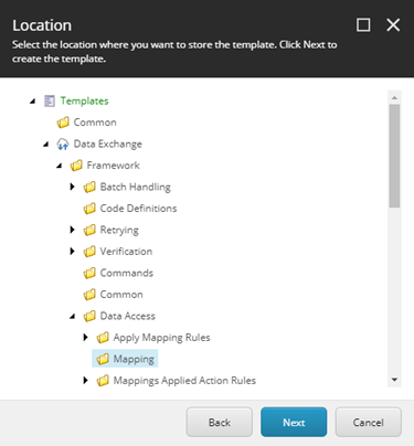 Data access mapping dialog