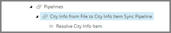 City Info from File to City Info Item Sync pipeline in the content tree
