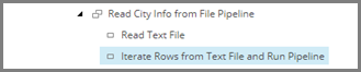Move the Iterate Rows from Text File and Run Pipeline pipeline step in the content tree