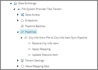 Tenant Pipelines folder in the content tree