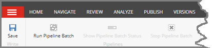 Run Pipeline Batch option in menu ribbon