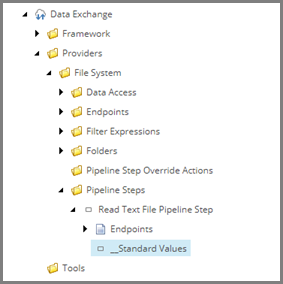 Standard values in content tree