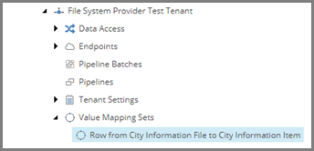 Row from City Information File to City Information Item value mapping set item in Value Mapping Sets folder in Content tree