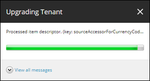 Upgrading Tenant progress bar dialog. Upgrading Tenant progress bar dialog.
