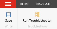 The Run Troubleshooter button on the menu ribbon The Run Troubleshooter button on the menu ribbon