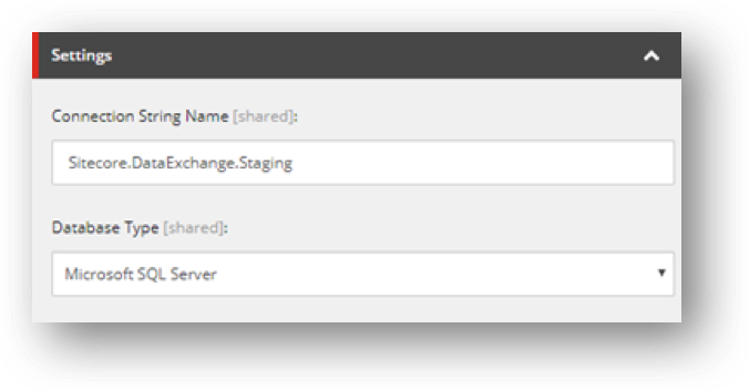 The settings dialog with the connection string name input field The settings dialog with the connection string name input field