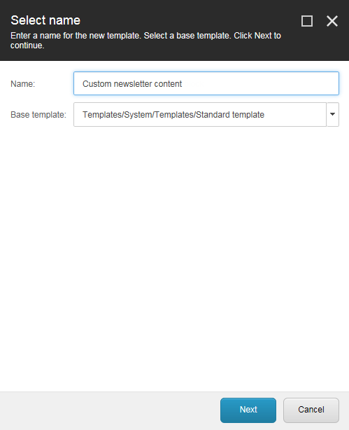 The Select name dialog box where you can enter a name for your template.