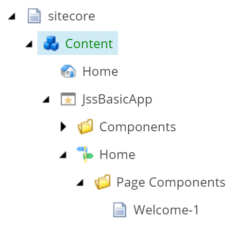 A JSS app in the Sitecore content tree