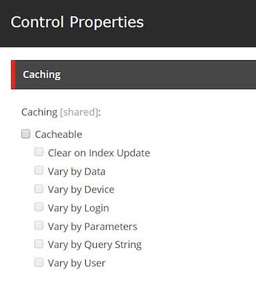 Configuring the cacheability and Vary By parameters in JSON renderings in the Control Properties dialog box