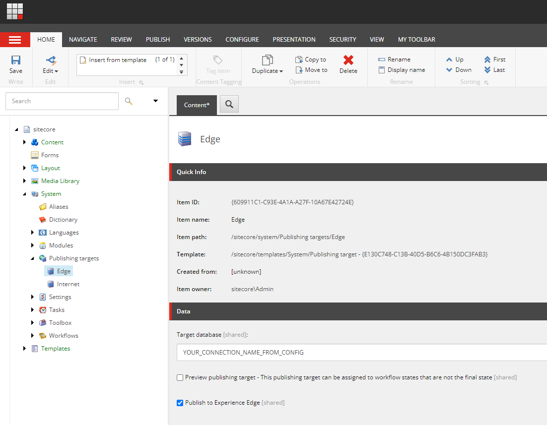 How to create a publishing target.