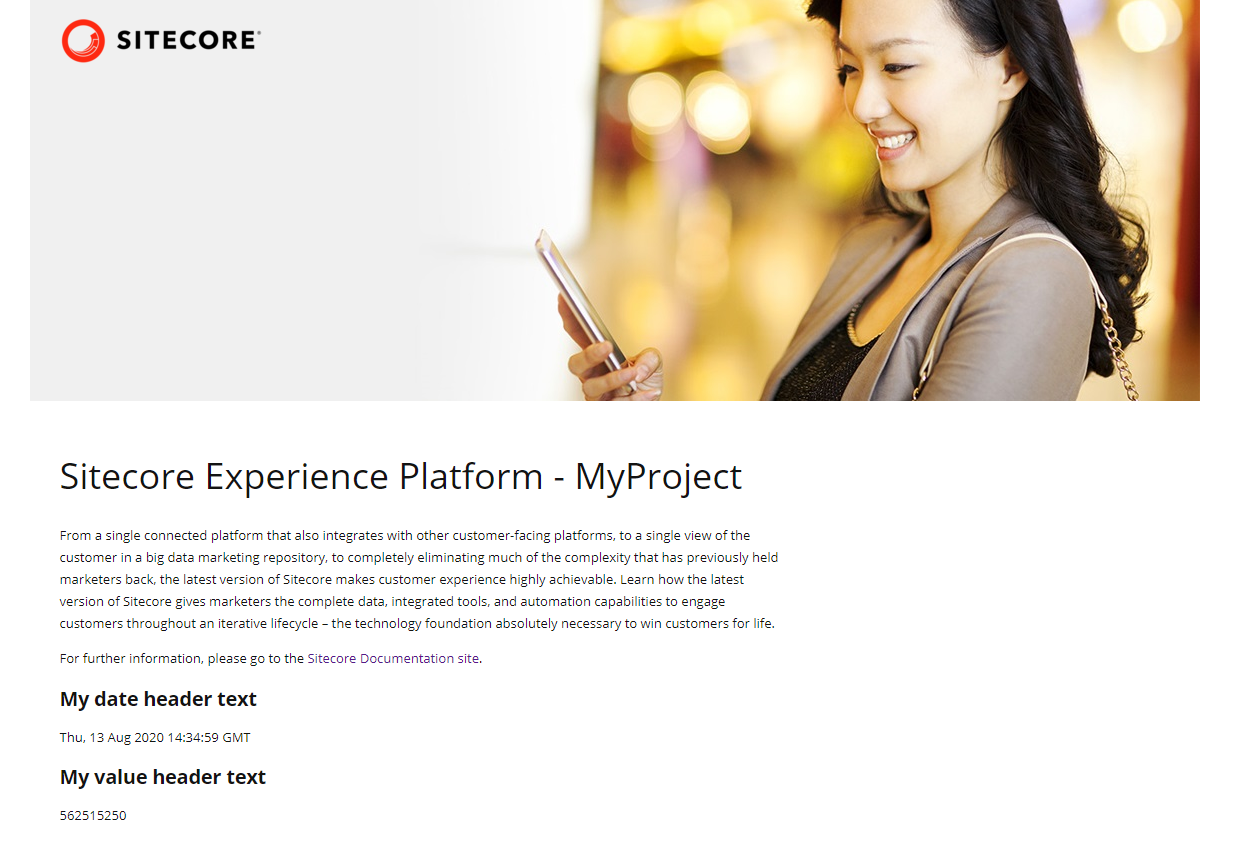Illustration showing the rendering host page with the MyServiceViewComponent view component and header texts.