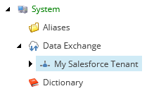 Tenant selected in content tree