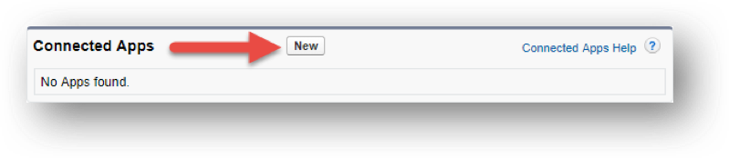 New button in the Connectted Apps section of the Salesforce Build - Create - Apps option