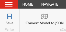 Convert Model to JSON button on the menu ribbon Convert Model to JSON button on the menu ribbon
